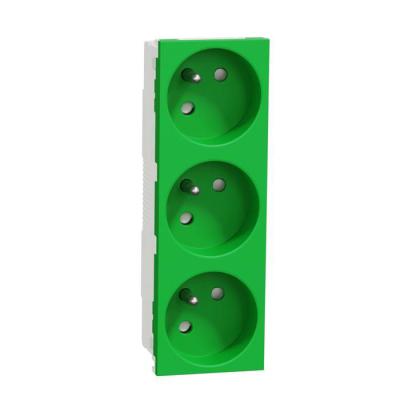  Prise triple 2P+T FR 45� Vert 