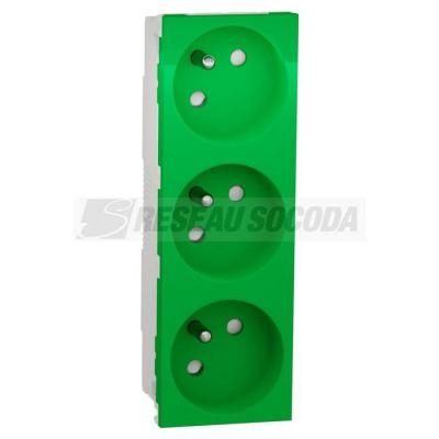  Prise triple 2P+T FR 45� Vert 