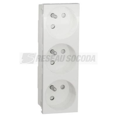  Prise triple 2P+T FR 45� Blanc 