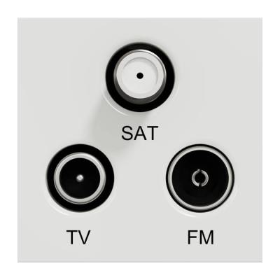  Prise TV + FM + SAT 2m Blanc 