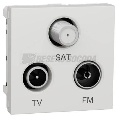  Prise TV + FM + SAT 2m Blanc 