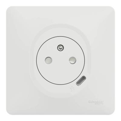  Combi 2P+T affl + USB-C Blanc 