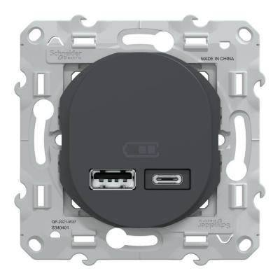  Chargeur USB A+C 12W Anth 
