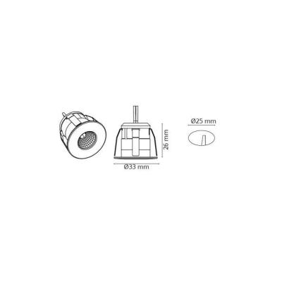  NANO DOWNLIGHT 1W LED NOIR 270 