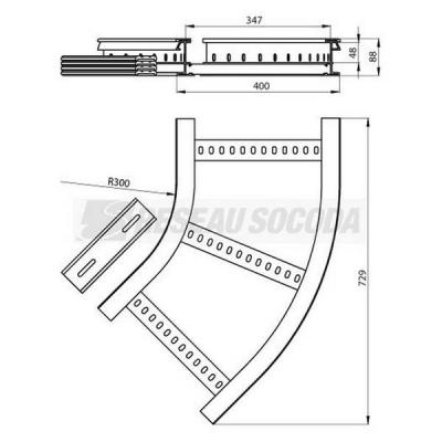  Coude plat 45� 85x400 R300 