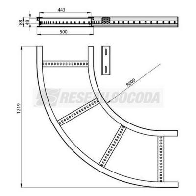  Coude plat 90� 85x500 R600 