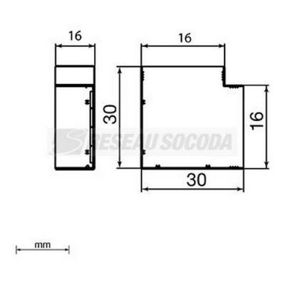 Angle plat gris 16x16 