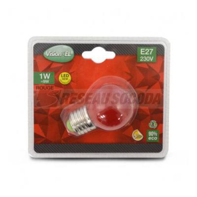  LED 1W BULB E27 ROUGE 