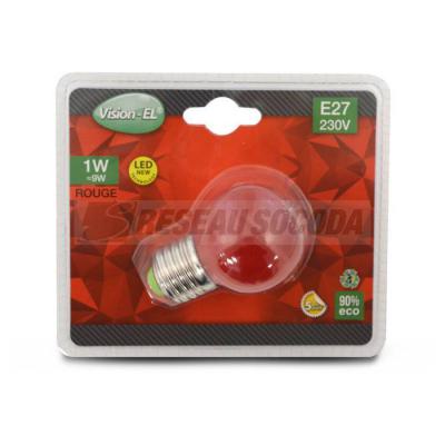  LED 1W BULB E27 ROUGE 