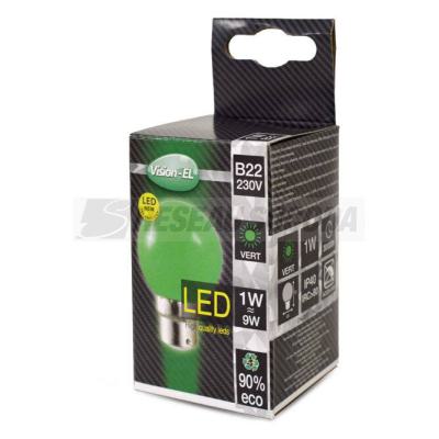  LED 1W BULB B22 VERTE BOITE 