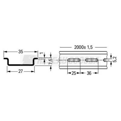  Rail 35x7.5mm perfore/long 2m 