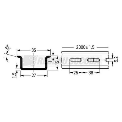  Rail acier 35x15mm perfre/long 