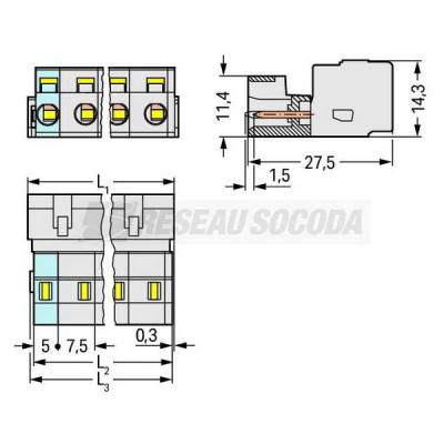  Connect male CC 7.5mm 2 pol 