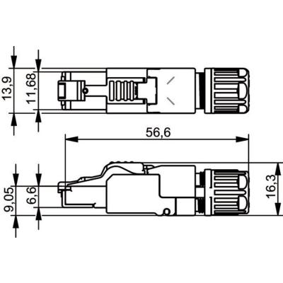  Connecteur ETH Cat. 6a T568B 