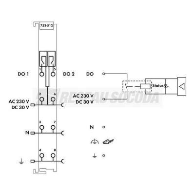  2 relais 1T 250 V contacts 