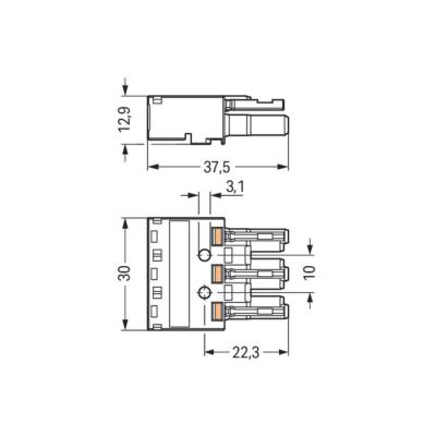  Douille 3 p�les, vert clair 