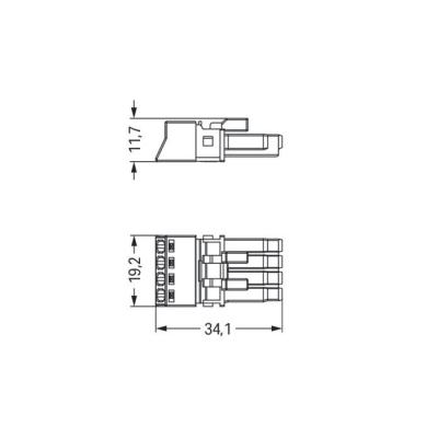  Douille 4 p�les Codage B, gris 