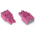  Douille 3 p�les, rose 