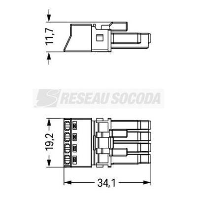  Douille 4 p�les, rose 