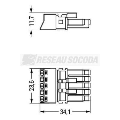  Douille 5 p�les, rose 