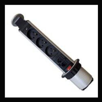  Multiprise gris 3 prises 2RJ45 